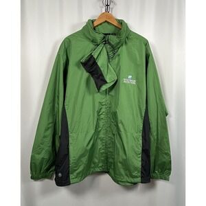 New Storm Tech Green Gray Men's XL Rain Jacket w Hood & Pouch Wisconsin Aviation